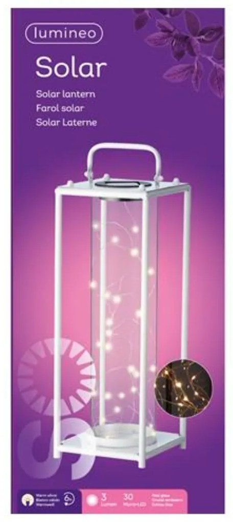 Solárna lampa LANTERN WHITE biela