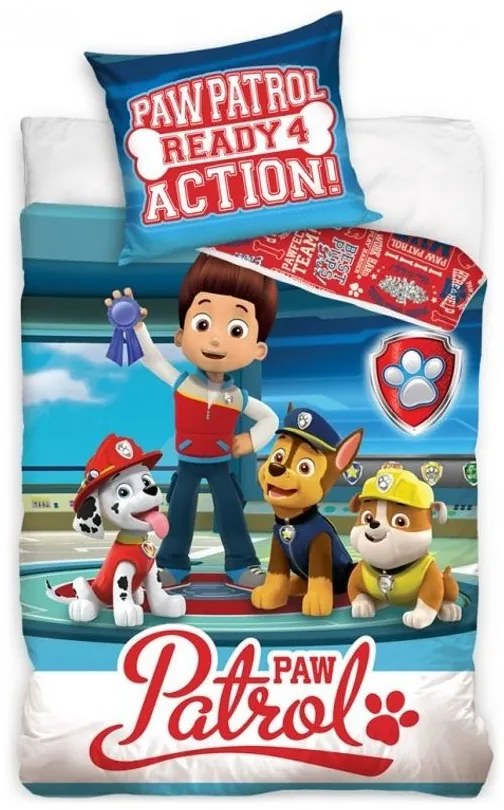 Bavlnené posteľné obliečky Labková hliadka - Tlapková patrola - Paw Patrol Ready 4 Action - 100% bavlna - 70 x 90 cm + 140 x 200