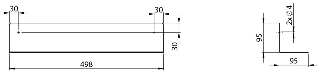 Aqualine Aqualine, Polička 498x95x95mm, čierna matná, 33217