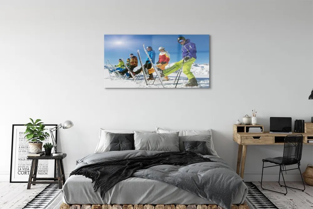 Obraz plexi Lyžiari zimné hory 125x50 cm