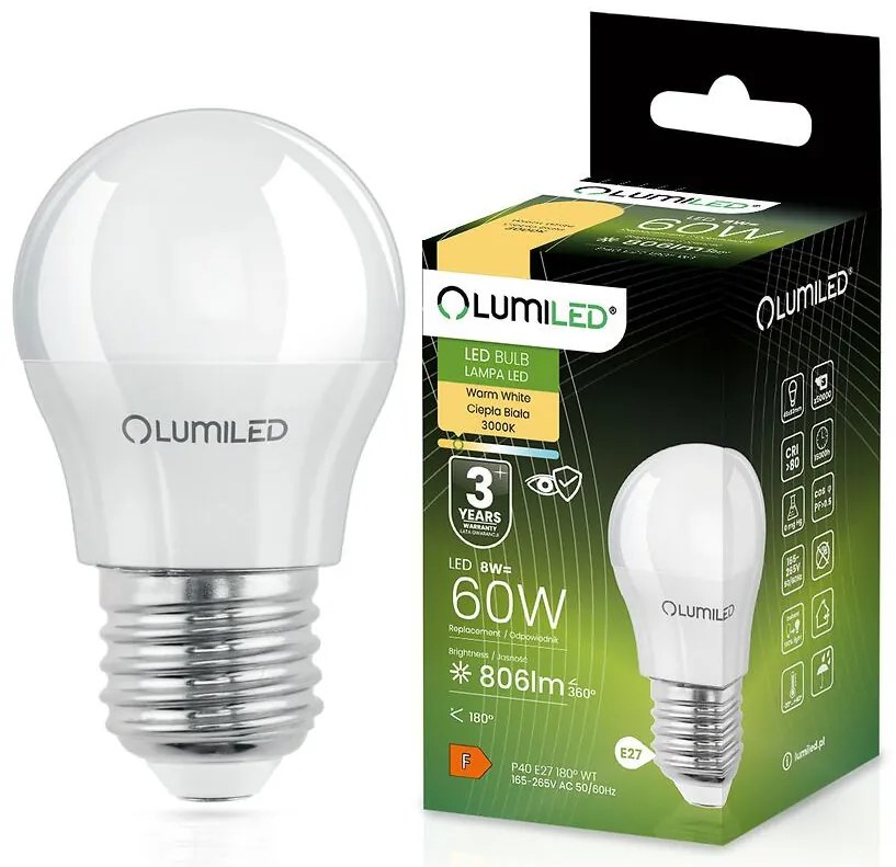 Žiarovka LED 8W E27 806LM CB