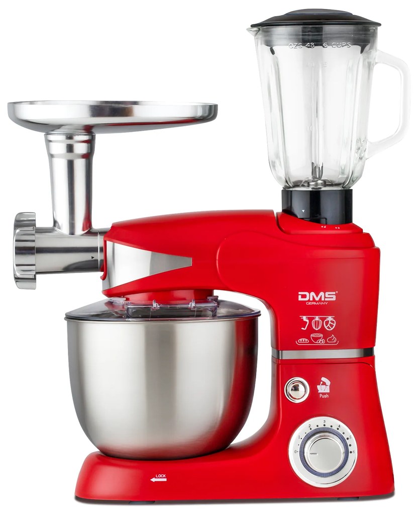 DMS Germany KMFB-1700 kuchynský robot 3v1 1700 W / kovové prevody / červená