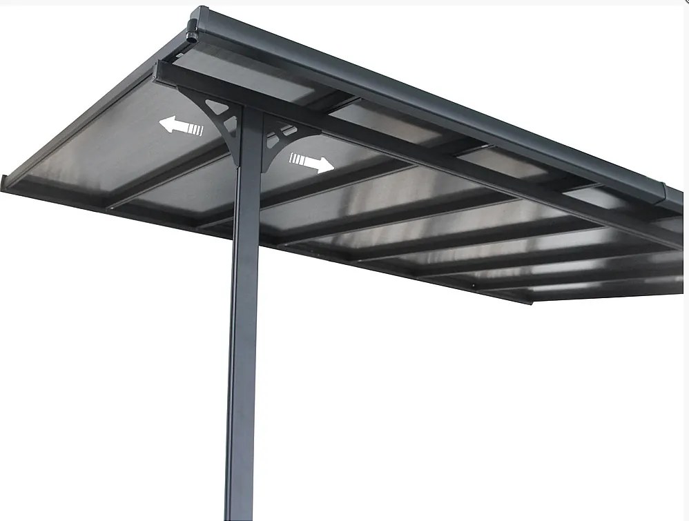 Pergola 618 x 305 cm (čierná+šedý polykarbonát)