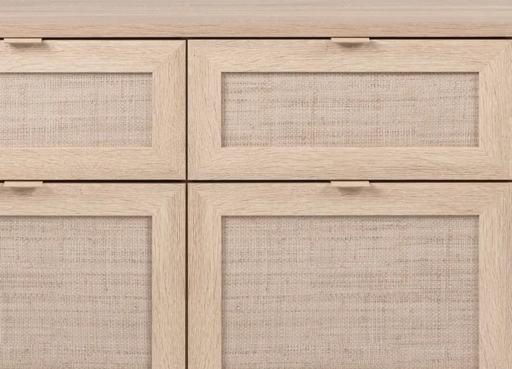 Široká komoda so zásuvkami Bali, dub sonoma/výplet