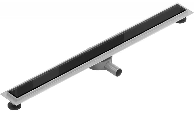 Mexen Flat lineárny nerezový žľab 90 cm, 360 ° sifón, čierne sklo - 1026090-40