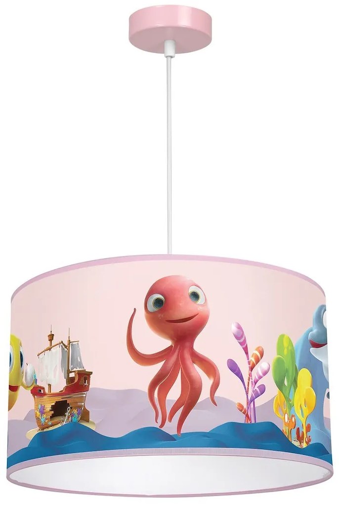 Detské závesné svietidlo Lola, 1x plastové tienidlo so vzorom, p