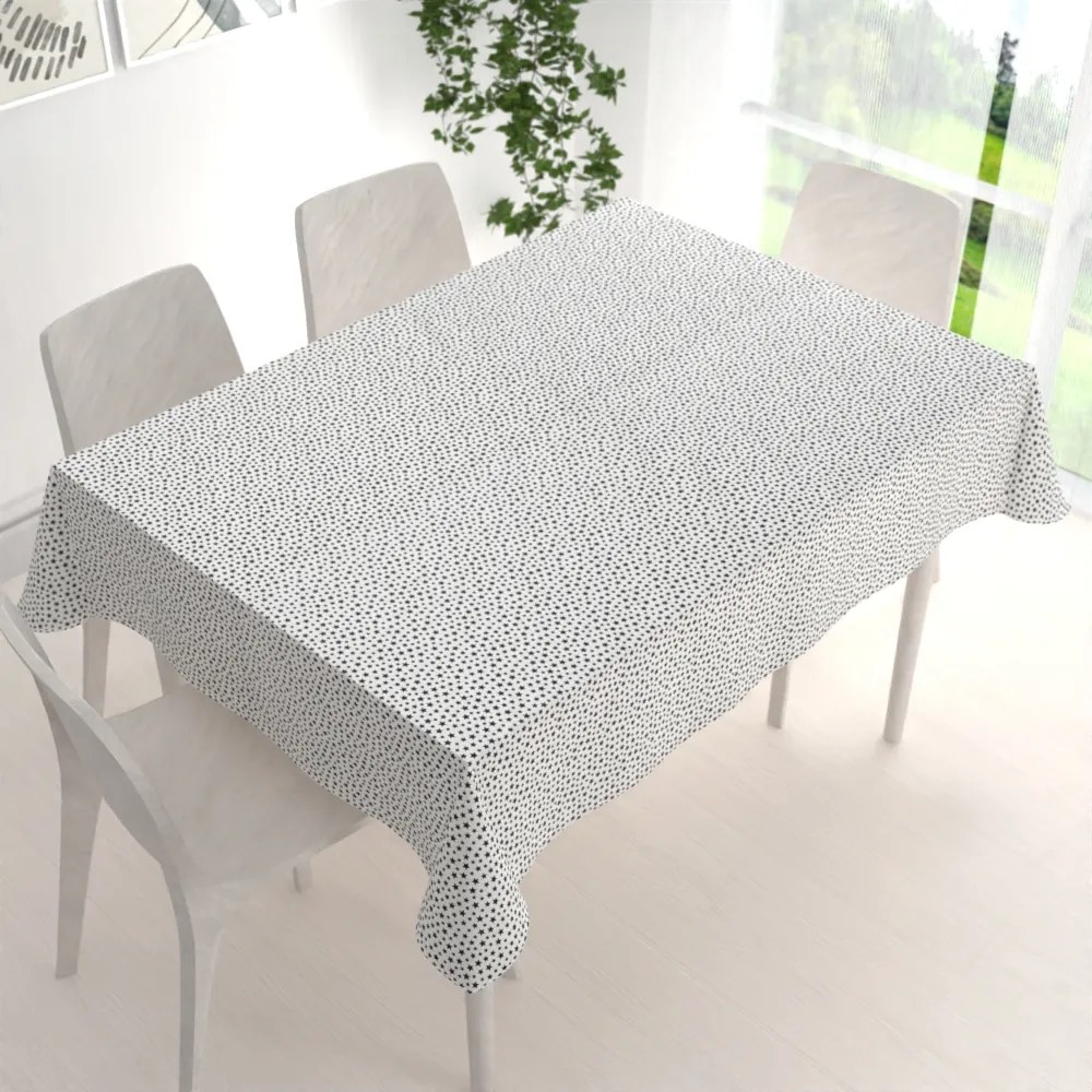 Biante Bavlnený obdĺžnikový obrus Sandra SA-310 Čierne hviezdičky na bielom 50x100 cm
