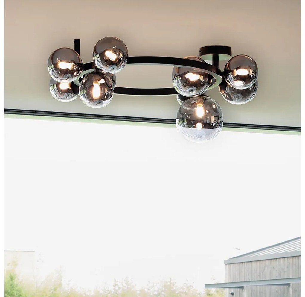 Ideal Lux - LED Prisadený luster PERLAGE 10xG9/3W/230V pr. 70 cm čierna/dymová