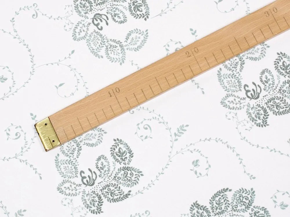 Biante Bavlnený záves Sandra SA-089 Zelené popínavé kvety na bielom 140x160 cm