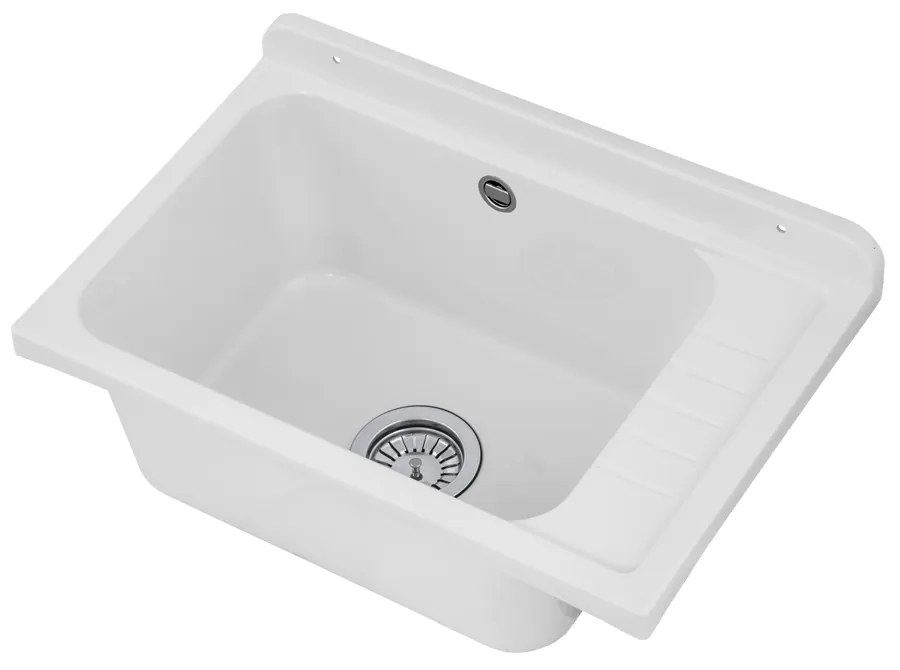 Gamma Selva, univerzálna plastová výlevka 58x38x26,7 cm + sifón, 1-komorová, biela, GMA-KGS58-WH