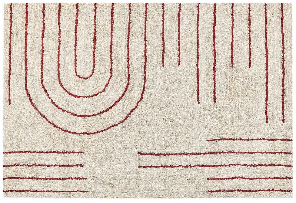 Bavlnený koberec 160 x 230 cm béžová/červená TIRUPATI Beliani