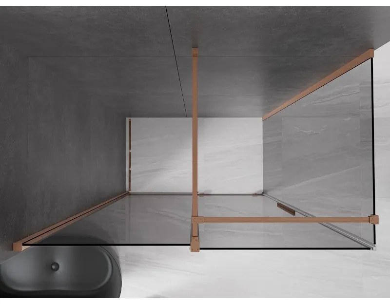 Mexen Velar, sprchový kút s posuvnými dverami 160 x 100 cm, 8mm šedé sklo, medená matná, 871-160-100-41-65