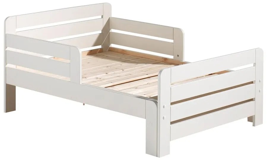 Biela rastúca detská posteľ z borovicového dreva s roštom Jumper – Vipack