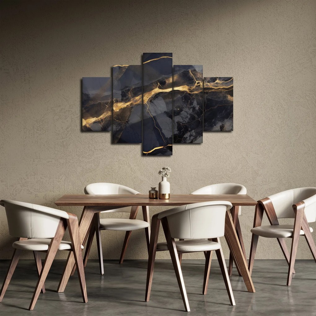 Obraz - Čierno - zlatý dekor (150x105 cm)