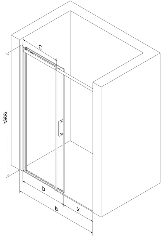 Mexen OMEGA posuvné sprchové dvere do otvoru 120 cm, cierna-transparentná, 825-120-000-70-00