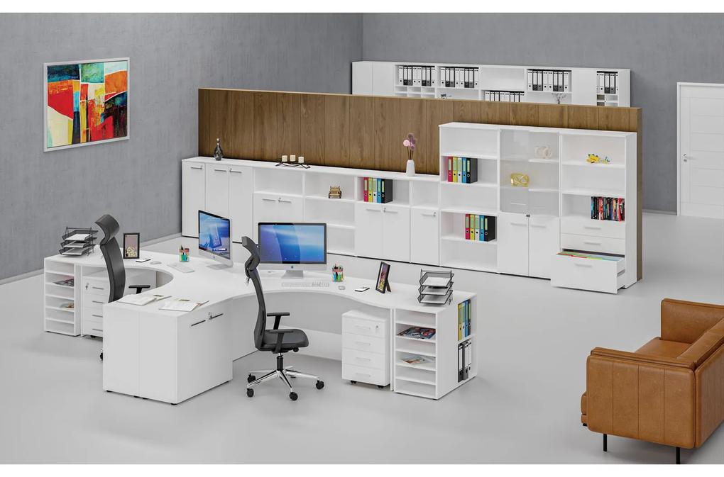 Kancelársky rohový pracovný stôl PRIMO WHITE, 1600 x 1200 mm, ľavý, biela