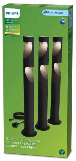 Philips - SADA 3x LED Vonkajšia lampa GARDENLINK DESI LED/1,5W/230V 2700K IP44