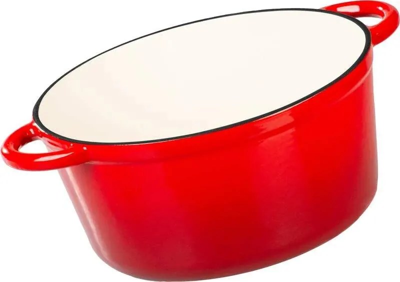 ST Liatinový hrniec 24cm smaltovaný 4l s pokrievkou červený
