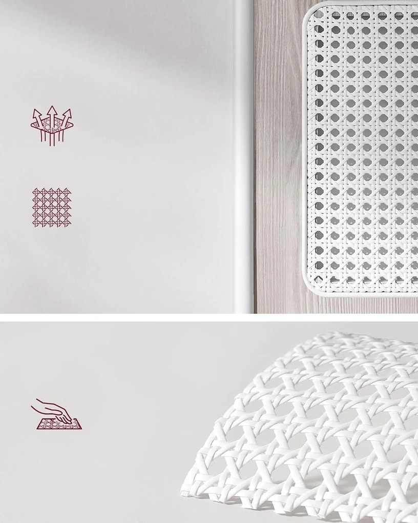 5-poschodová rohová polica, polica na knihy s polyratanovými stranami, svetlá béžová