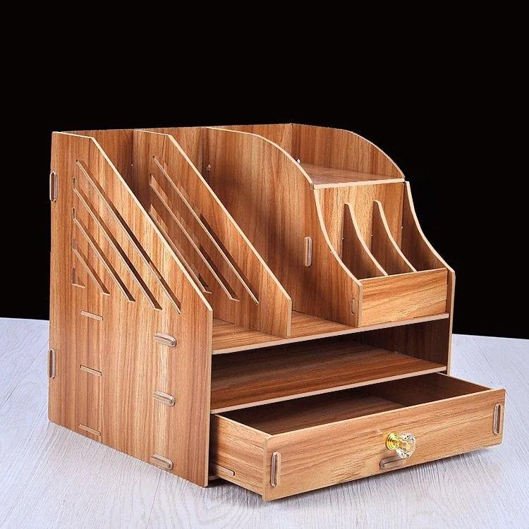 DIY organizér na dokumenty so širokou zásuvkou tmavé drevo 88 Tmavé drevo