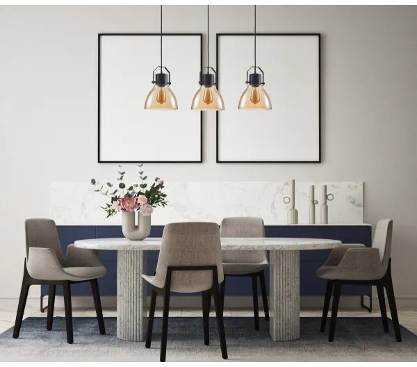 ITALUX PND-22371-3-BK+AMB - Luster na lanku DARLENA 3xE27/40W/230V čierna/hnedá