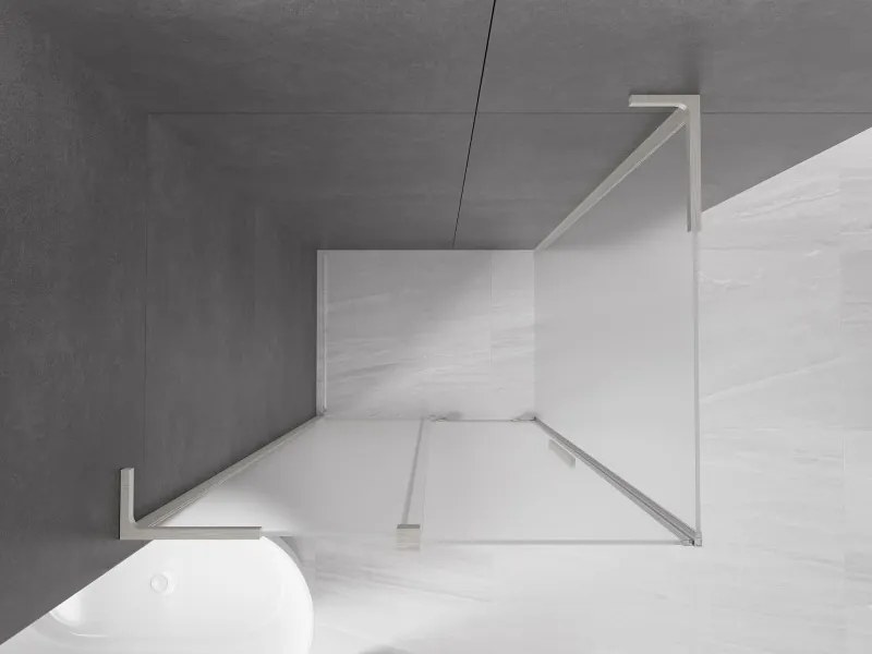 Mexen Velar L, sprchový kút s posuvnými dverami 120 x 90 cm, 8mm sklo námraza, brúsená oceľ, 871-120-090-33-97