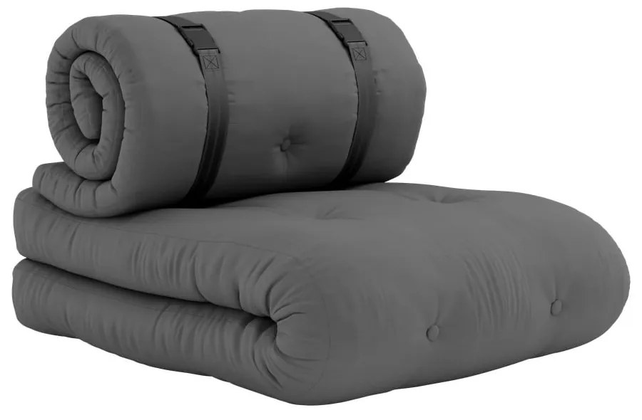 Tmavosivé rozkladacie kreslo vhodné do exteriéru Karup Design Design OUT™ Buckle Up Dark Grey