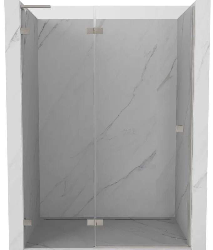 Mexen, Mexen Lunar L ľavé otočné sprchové dvere 140 cm, transparentné, brúsený nikel - 834L-140-000-97-00-L