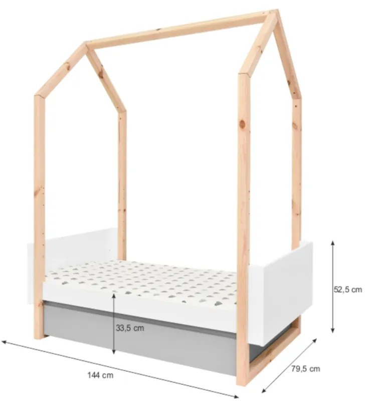 PROXIMA.store - Detská posteľ v tvare domčeka PINETTE so šuflíkom - 70x140
