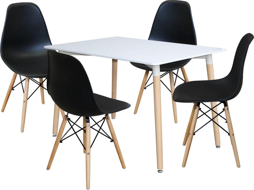 OVN jedálenský set IDN 4494 stôl biely+4 stoličky čierne