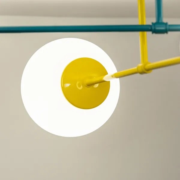 Prisadený luster MOON 4xE27/15W/230V tyrkysový/žltý