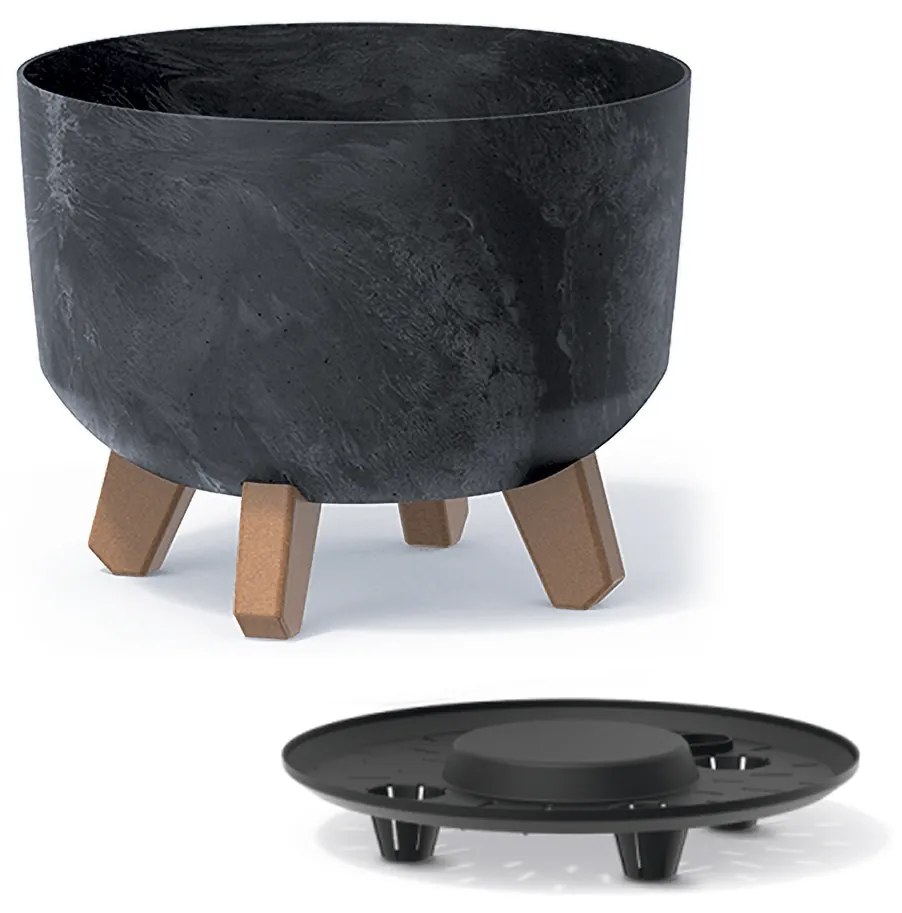 Plastový kvetináč na nožičkách DGRL240E 23,8 cm - antracit