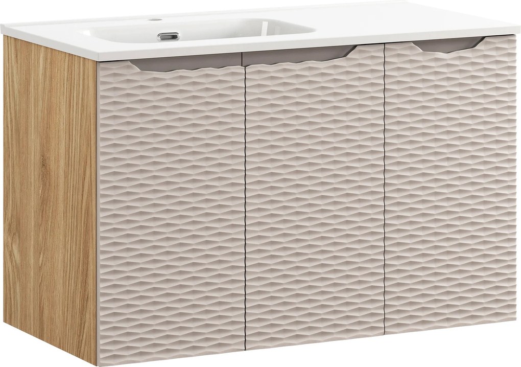 Comad Kúpeľňová skrinka s keramickým umývadlom Ocean Beige 90 cm - béžová