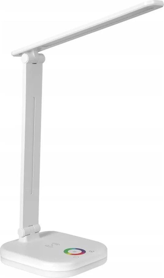 Stmievateľná stolná lampa LED RGBW s bezdrôtovým nabíjaním, 7W/5V USB, biela