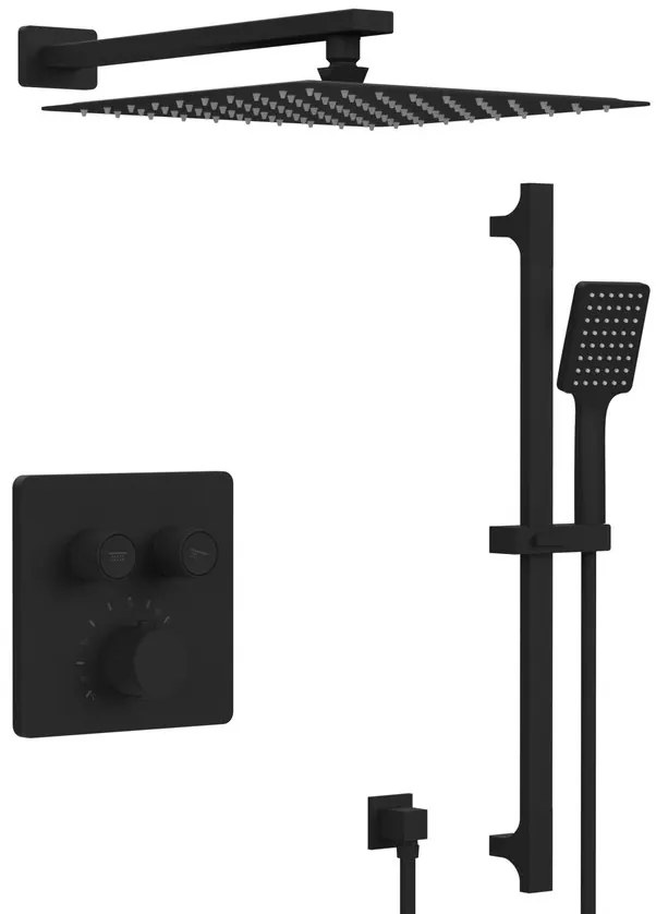 Sapho Sapho, SMART SELECT sprchový set s termostatickou batériou, 2 výstupy, posuvný držiak sprchy, čierna mat, RP042B-02