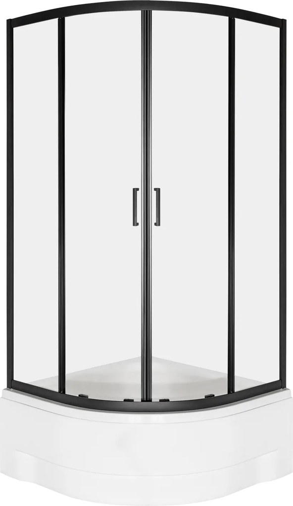 Novoterm Štvrťkruhový sprchový kút NV-Aruba GL BL 80 SV, čierna/transparent + hlboká vanička biela