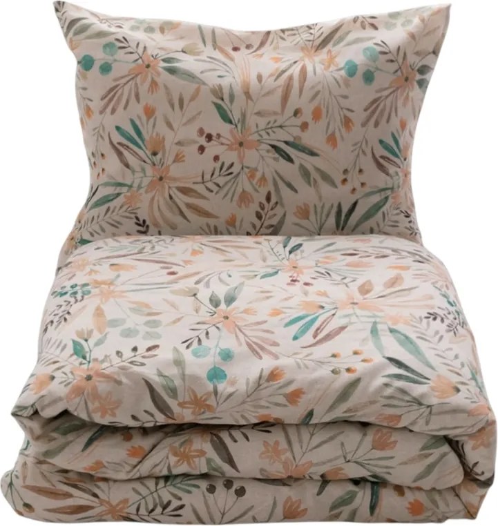 Obliečky zo zmesi bavlny a ľanu Lúka, 160 x 200 cm, 2 ks 70 x 80 cm