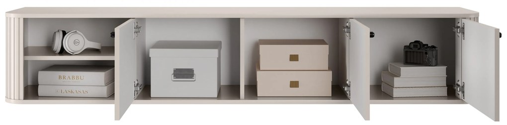 Závesná TV skrinka Vesper 3D 187 cm - kašmír / čierne úchytky