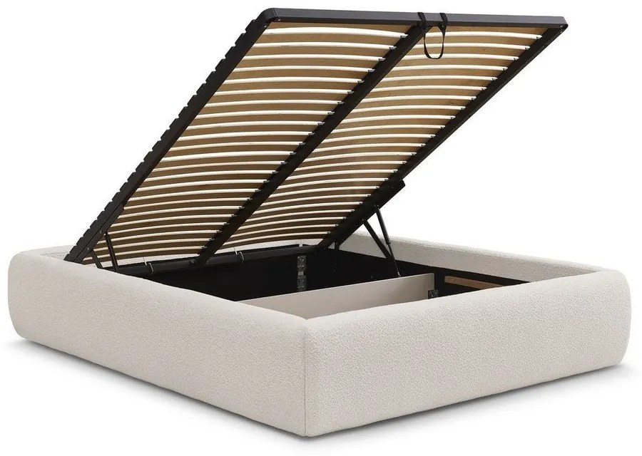 Biela čalúnená dvojlôžková posteľ s úložným priestorom/bez čela s roštom 160x200 cm Inera – Bobochic Paris