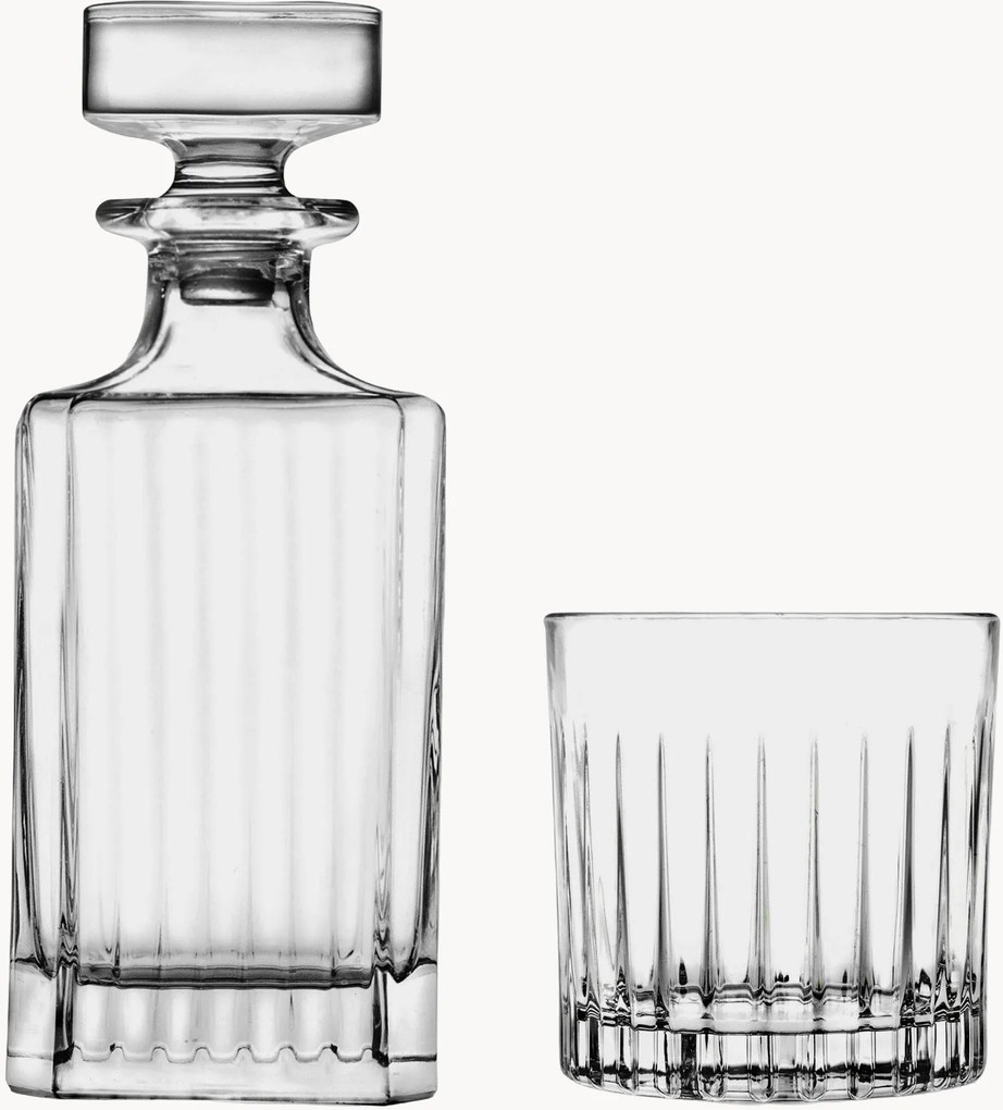 Krištáľová karafa a poháre na whisky Timeless, 7 ks