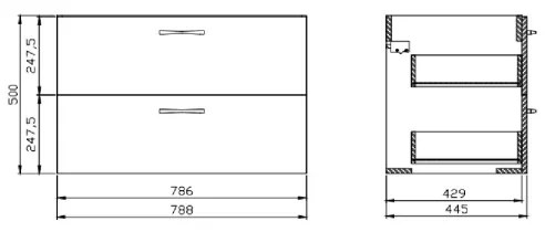Cersanit S801-539 - Závesná kúpeľňová skrinka s umývadlom NIKO 80x45 cm orech