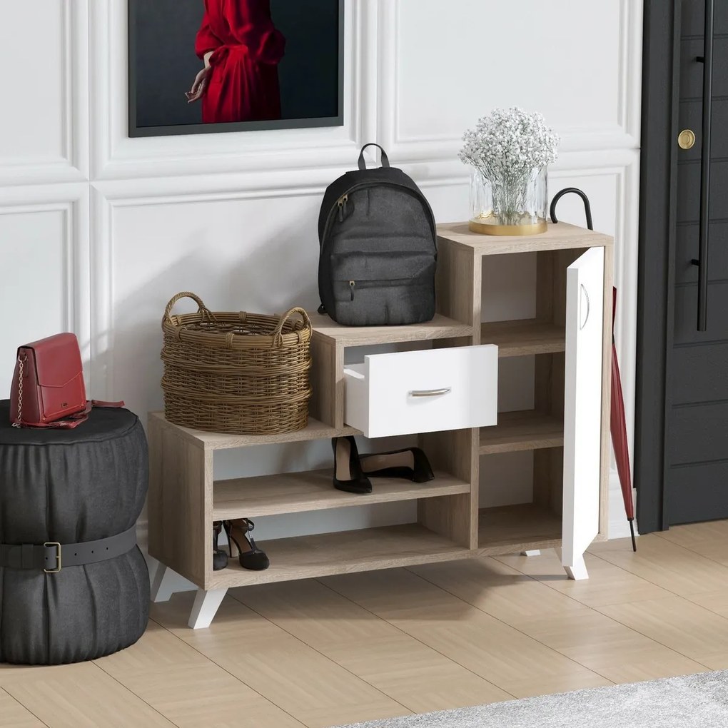 Skrinka na topánky Retro Sonoma Oak and White