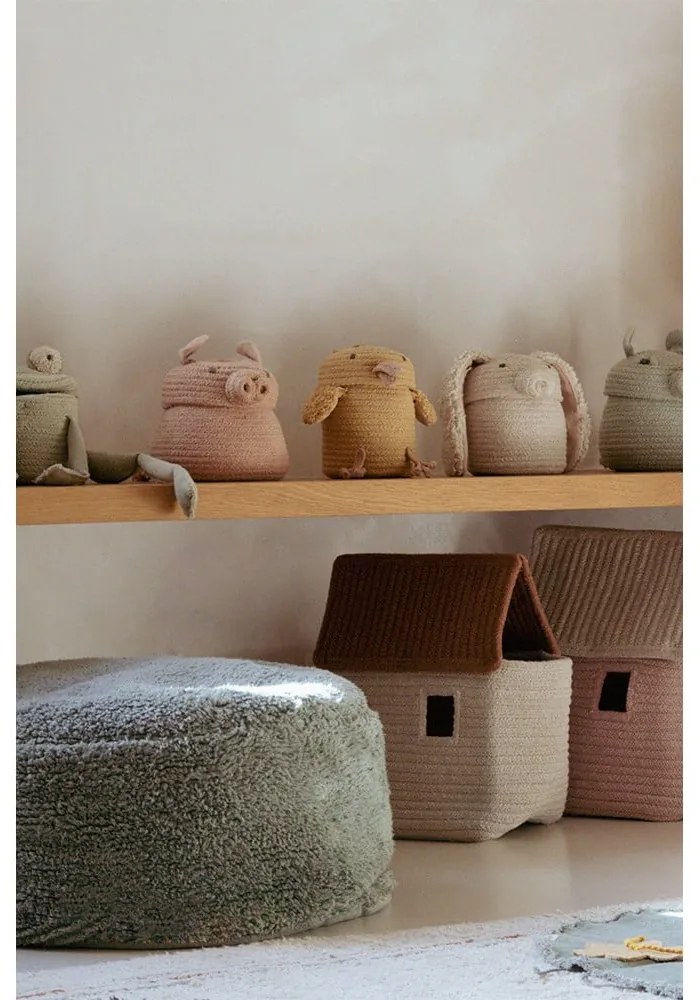 Svetloružový látkový detský kôš na hračky ø 17x15 cm Mini Peggy the Pig – Lorena Canals