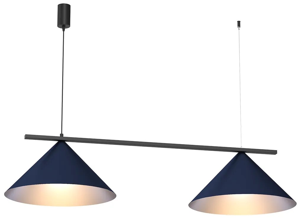 Závesné svietidlo Capital, 2x tmavomodré kovové tienidlo, (fi 46cm), db