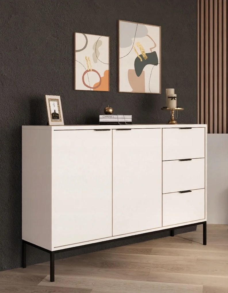 Komoda Austin 150 cm bílá/černá