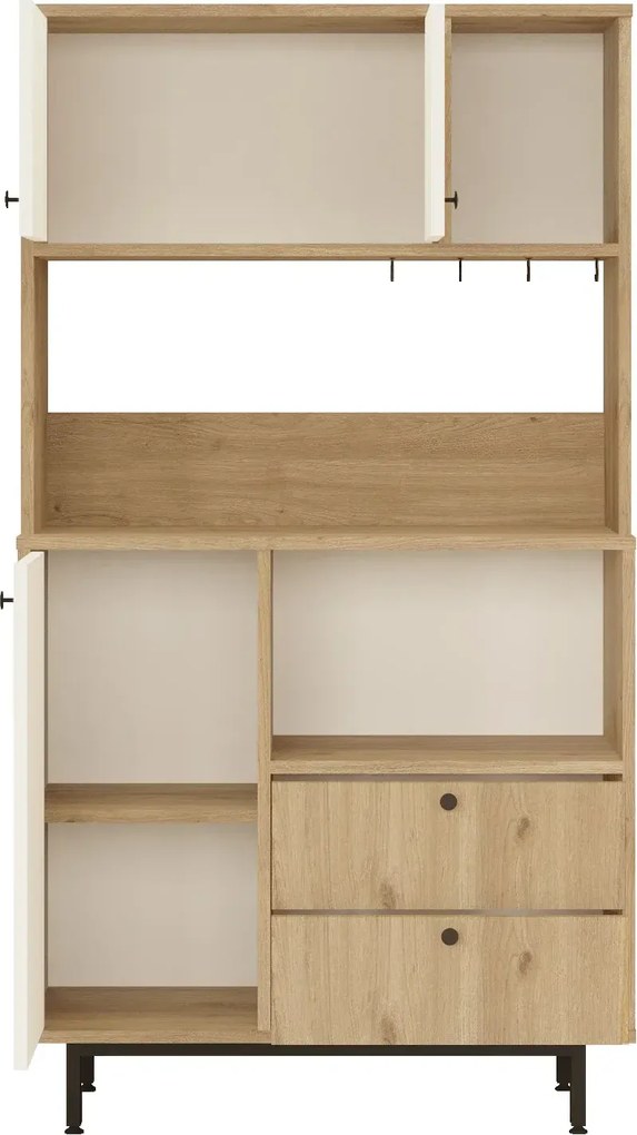 Vysoká skriňa na mikrovlnku Houseland Royce 03 dub Castello/biela