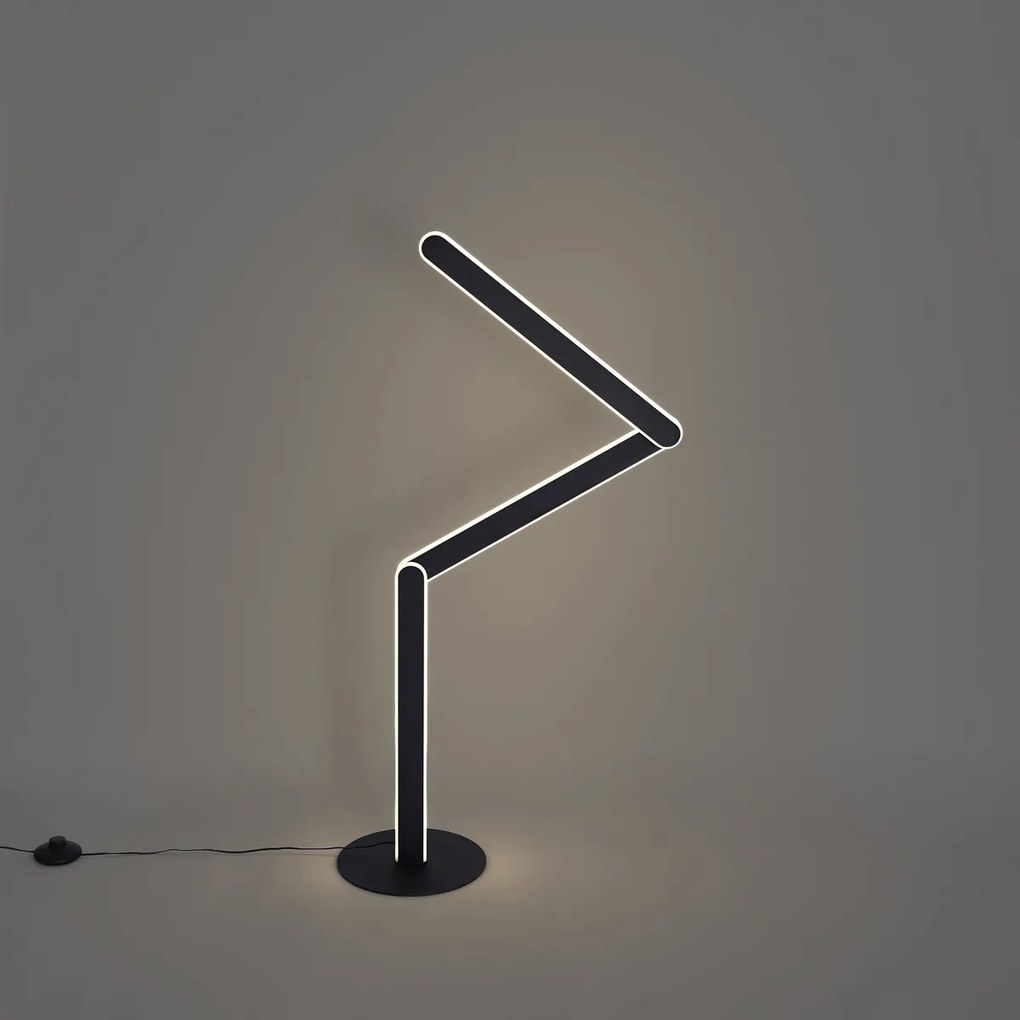 Dizajnová stojaca lampa čierna vrátane LED s 3-stupňovým stmievaním - Gate