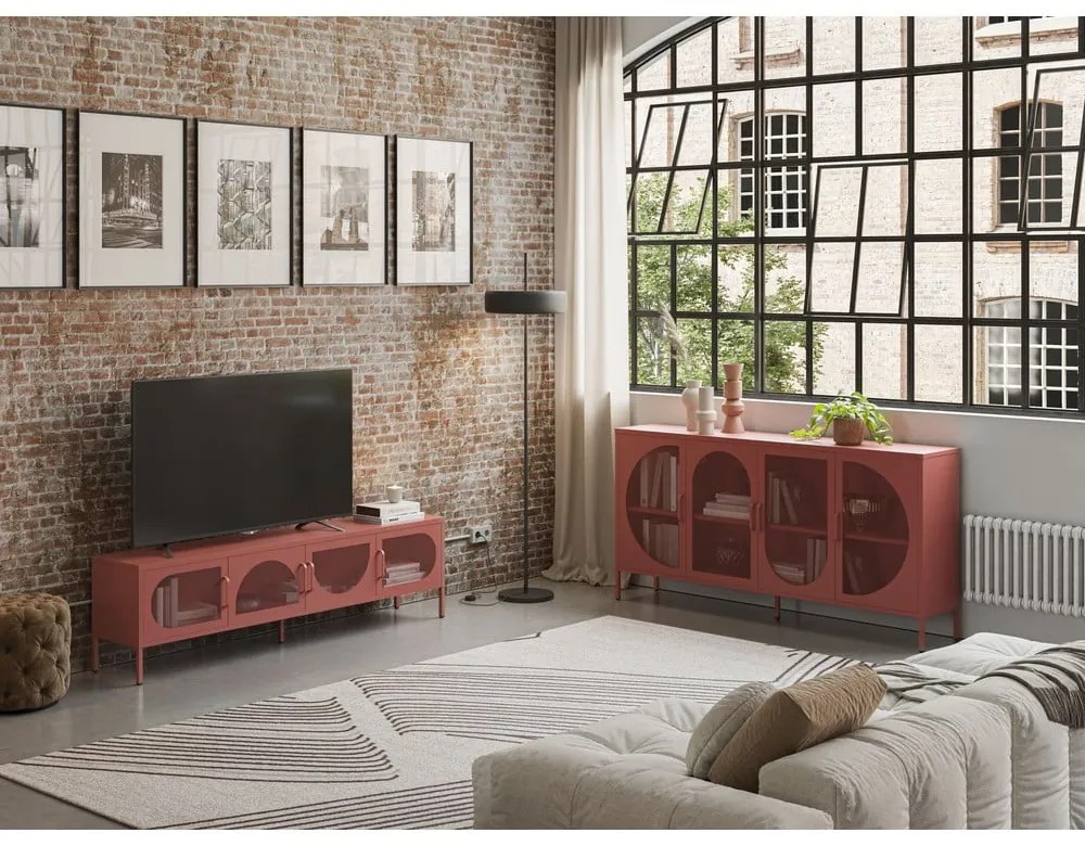 TV stolík v tehlovej farbe 180x50 cm Tayra – Marckeric