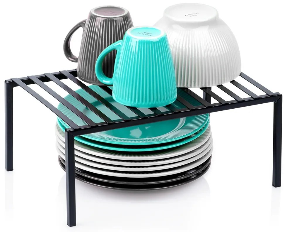 VILDE Prídavná odolná a pevná polica, čierny kov VILDE, 33x21x14