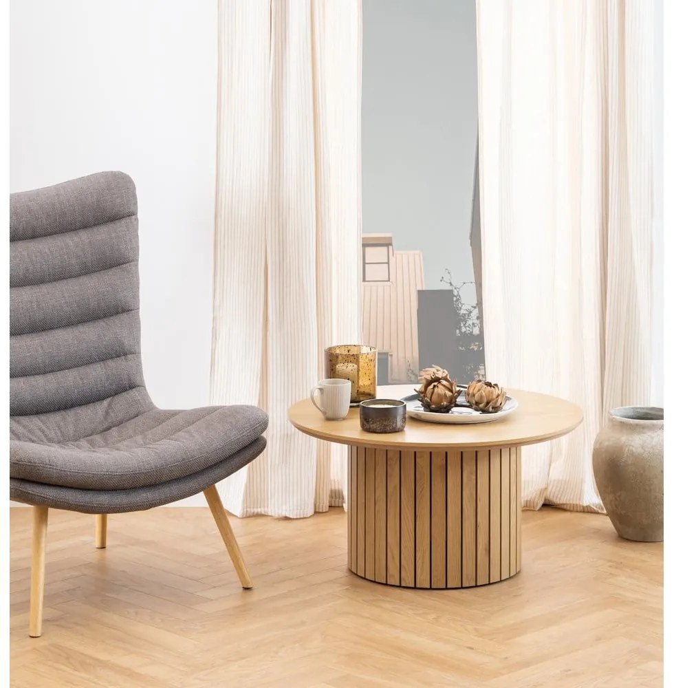 Okrúhly konferenčný stolík s doskou v dubovom dekore ø 80 cm Yale - Actona